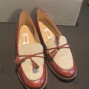 Talbots Brown and Cream Tassel Loafers